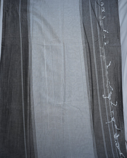 Narayanapet Mercerized Cotton Saree in Elegant Ash Grey with Traditional Small Border | Soft Finish & Lightweight Drape