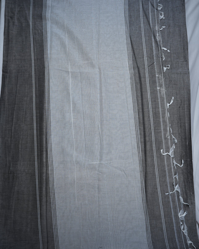 Narayanapet Mercerized Cotton Saree in Elegant Ash Grey with Traditional Small Border | Soft Finish & Lightweight Drape