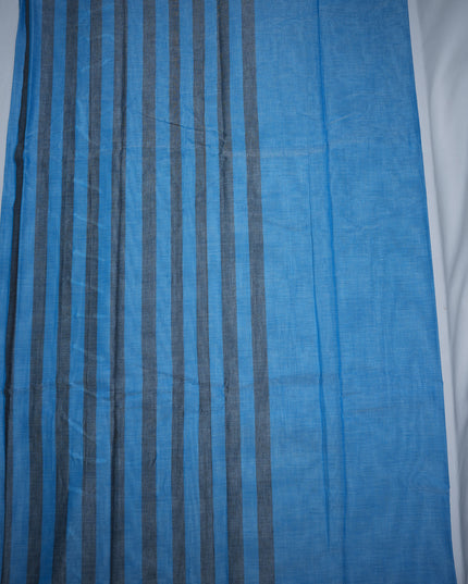 Premium Narayanapet Mercerized Cotton Saree in Sky Blue with Traditional Small Border | Soft Finish & Lightweight Drape