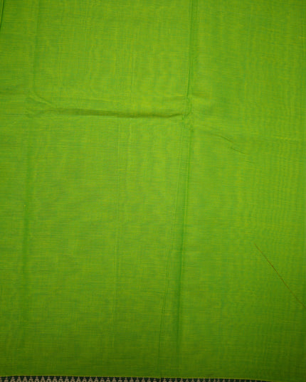 Premium Narayanapet Mercerized Cotton Saree in Vibrant Parrot Green with Traditional Small Border | Soft Finish & Lightweight Drape