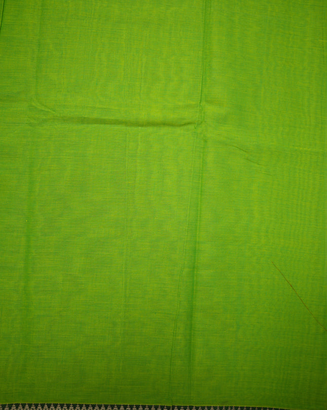 Premium Narayanapet Mercerized Cotton Saree in Vibrant Parrot Green with Traditional Small Border | Soft Finish & Lightweight Drape