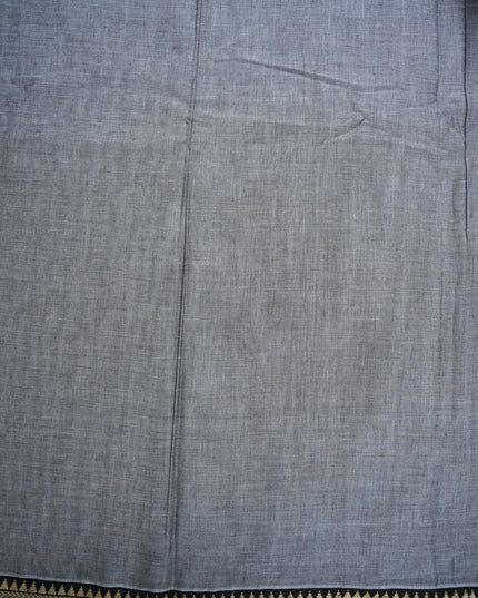 Premium Narayanapet Mercerized Cotton Saree in Elegant Ash Grey with Traditional Small Border | Soft Finish & Lightweight Drape