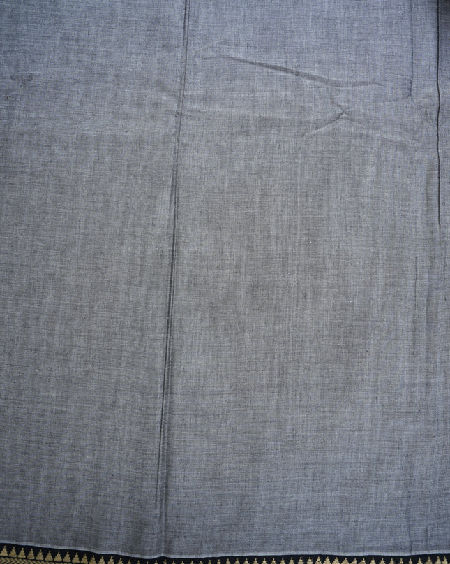 Premium Narayanapet Mercerized Cotton Saree in Elegant Ash Grey with Traditional Small Border | Soft Finish & Lightweight Drape