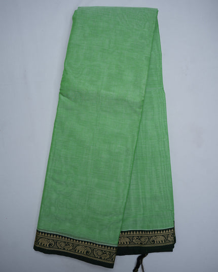 Premium Narayanapet Mercerized Cotton Saree in Refreshing Mint Green with Traditional Small Border | Soft Finish & Lightweight Drape