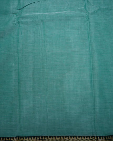 Premium Narayanapet Mercerized Cotton Saree in Elegant Aqua Green with Traditional Small Border | Soft Finish & Lightweight Drape