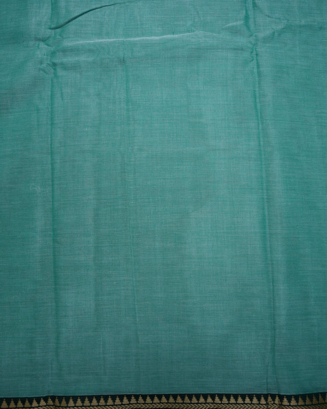 Premium Narayanapet Mercerized Cotton Saree in Elegant Aqua Green with Traditional Small Border | Soft Finish & Lightweight Drape