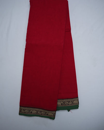 Premium Narayanapet Mercerized Cotton Saree in Vibrant Rani Pink with Traditional Small Border | Soft Finish & Lightweight Drape
