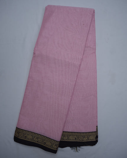 Premium Narayanapet Mercerized Cotton Saree in Elegant Baby Pink with Traditional Small Border | Soft Finish & Lightweight Drape