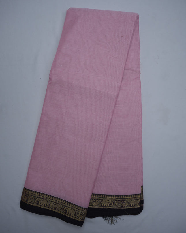 Premium Narayanapet Mercerized Cotton Saree in Elegant Baby Pink with Traditional Small Border | Soft Finish & Lightweight Drape