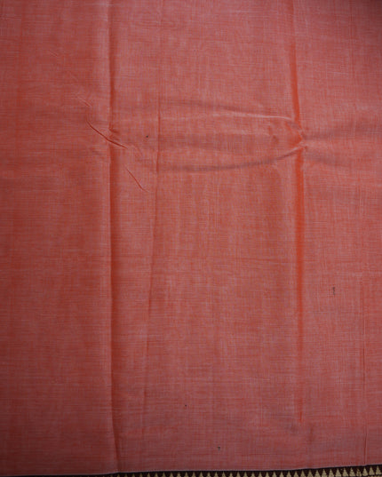 Premium Narayanapet Mercerized Cotton Saree in Soft Peach Pink with Traditional Elephant-Peacock Border | Soft Finish & Lightweight Drape