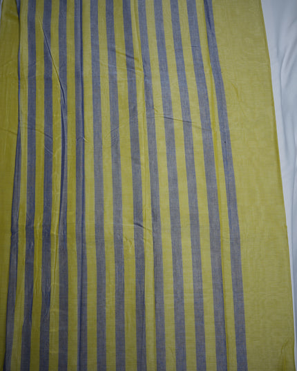 Narayanapet Mercerized Cotton Saree in Elegant Pastel Lemon Yellow with Traditional Elephant-Peacock Border | Soft Finish & Lightweight Drape