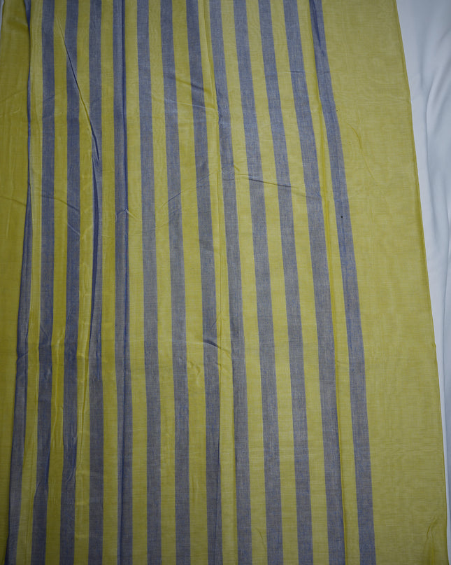 Narayanapet Mercerized Cotton Saree in Elegant Pastel Lemon Yellow with Traditional Elephant-Peacock Border | Soft Finish & Lightweight Drape