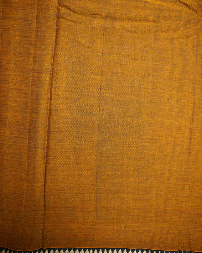 Premium Narayanapet Mercerized Cotton Saree in Rich Rust Brown with Traditional Elephant-Peacock Border | Soft Finish & Lightweight Drape