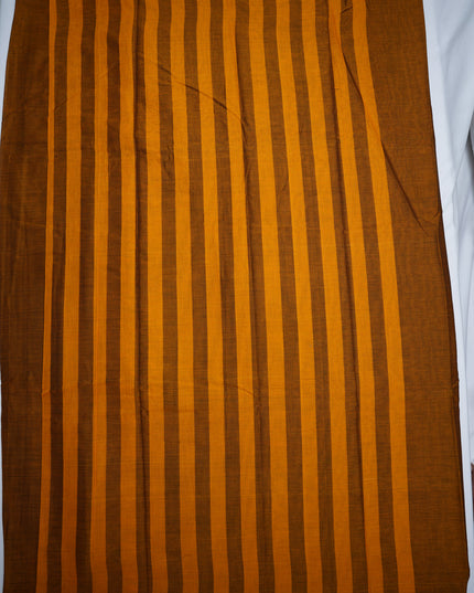 Premium Narayanapet Mercerized Cotton Saree in Rich Rust Brown with Traditional Elephant-Peacock Border | Soft Finish & Lightweight Drape