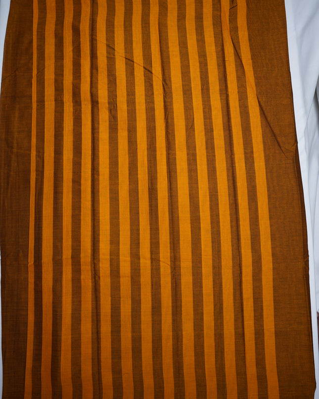 Premium Narayanapet Mercerized Cotton Saree in Rich Rust Brown with Traditional Elephant-Peacock Border | Soft Finish & Lightweight Drape