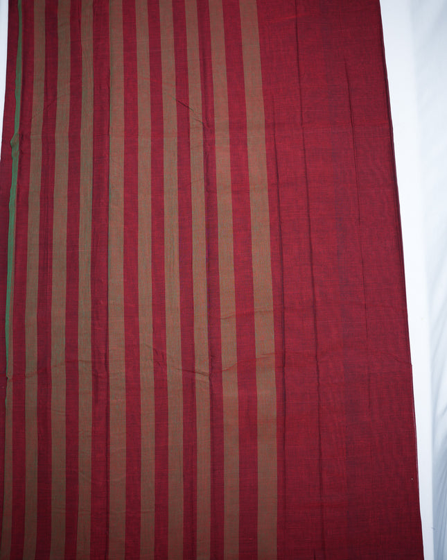 Premium Narayanapet Mercerized Cotton Saree in Rich Maroon Red with Traditional Small Border | Soft Finish & Lightweight Drape