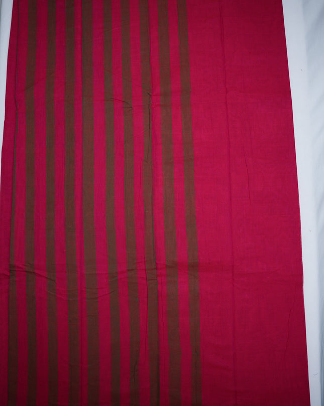Premium Narayanapet Mercerized Cotton Saree in Vibrant Rani Pink with Traditional Small Border | Soft Finish & Lightweight Drape