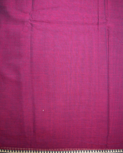 Premium Narayanapet Mercerized Cotton Saree in Rich Magenta Pink with Traditional Elephant-Peacock Border | Soft Finish & Lightweight Drape