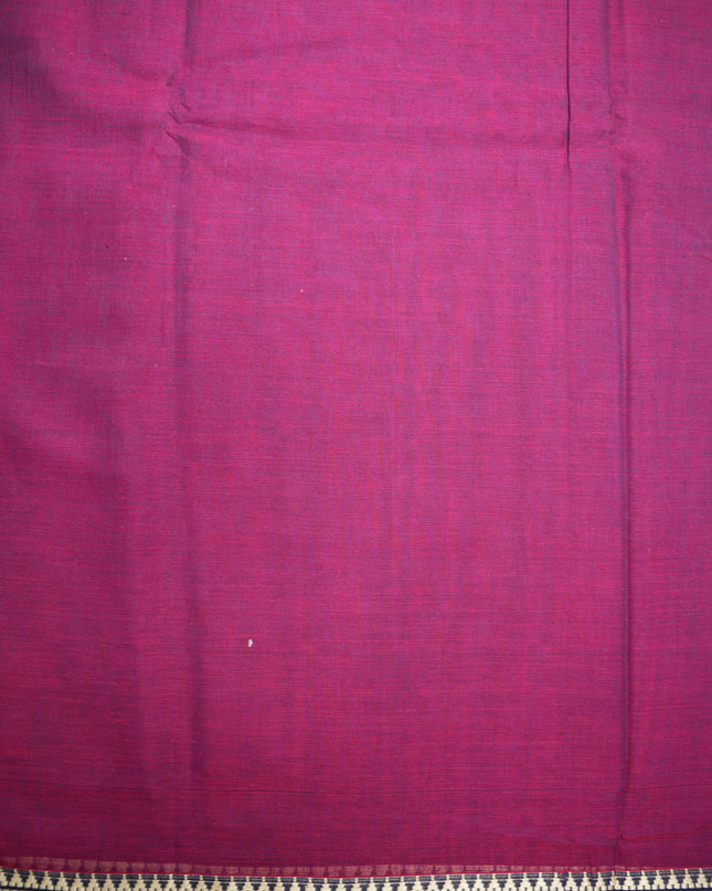 Premium Narayanapet Mercerized Cotton Saree in Rich Magenta Pink with Traditional Elephant-Peacock Border | Soft Finish & Lightweight Drape