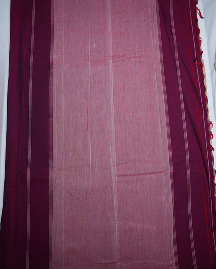 Premium Narayanapet Mercerized Cotton Saree in Rich Magenta Pink with Traditional Elephant-Peacock Border | Soft Finish & Lightweight Drape