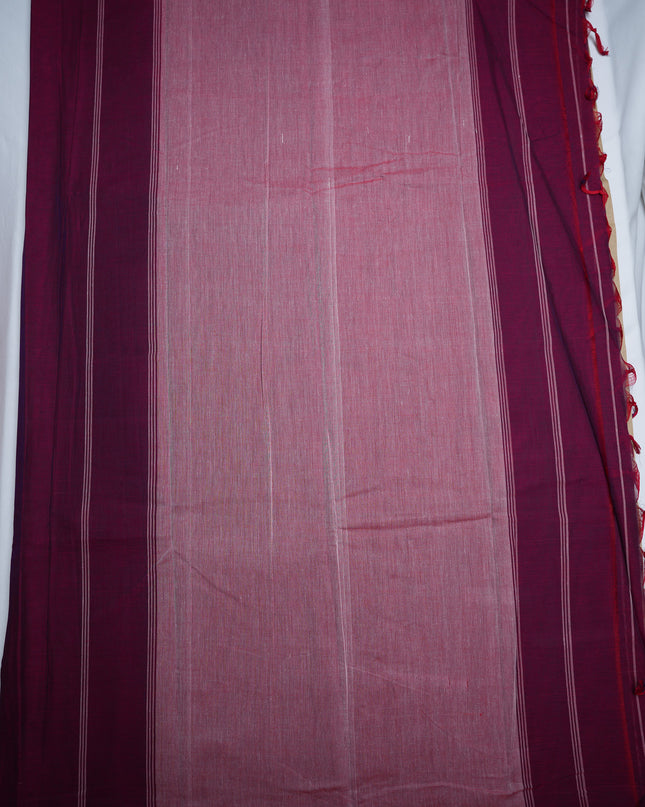 Premium Narayanapet Mercerized Cotton Saree in Rich Magenta Pink with Traditional Elephant-Peacock Border | Soft Finish & Lightweight Drape