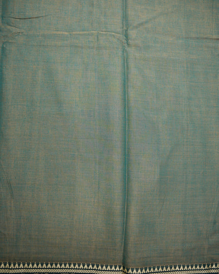 Narayanapet Mercerized Cotton Saree in Elegant Olive Green with Traditional Elephant-Peacock Border | Soft Finish & Lightweight Drape