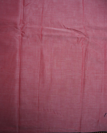 Narayanapet Mercerized Cotton Saree in Elegant Baby Pink with Traditional Elephant-Peacock Border | Soft Finish & Lightweight Drape