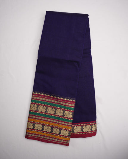 Narayanapet Mercerized Cotton Saree in Elegant Royal Blue with Traditional Border | Soft Finish & Lightweight Drape