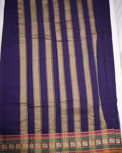 Narayanapet Mercerized Cotton Saree in Elegant Royal Blue with Traditional Border | Soft Finish & Lightweight Drape