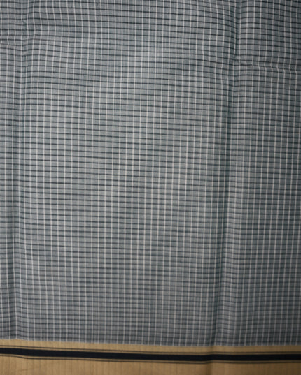 Narayanapet Mercerized Cotton Saree in Elegant Black & White Checks with Traditional Border | Soft Finish & Lightweight Drape