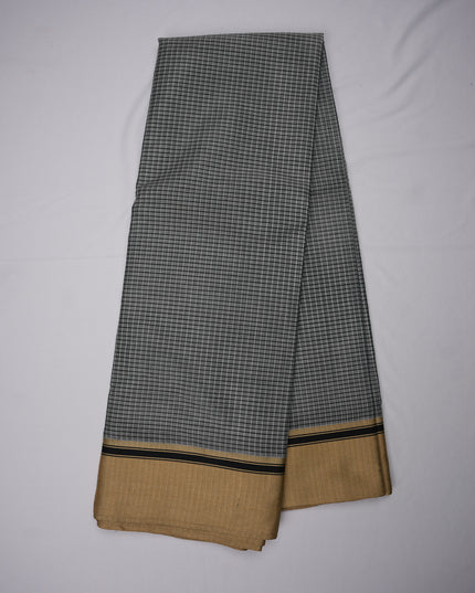 Narayanapet Mercerized Cotton Saree in Elegant Black & White Checks with Traditional Border | Soft Finish & Lightweight Drape