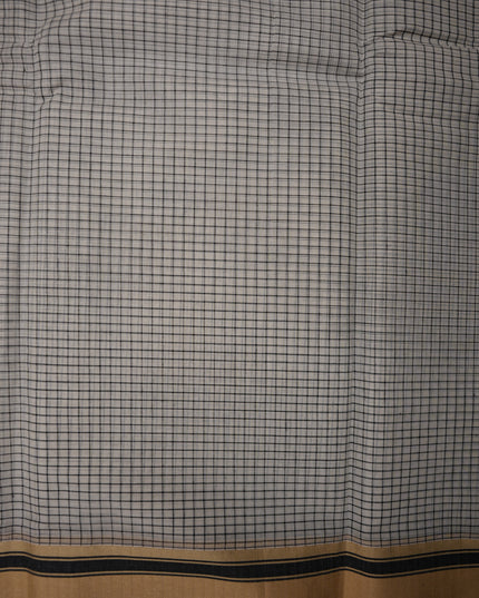 Narayanapet Mercerized Cotton Saree in Elegant Black & White Checks with Traditional Border | Soft Finish & Lightweight Drape