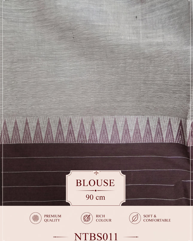 Premium Handwoven Cotton Saree in Off White & Purple Grey with Traditional Temple Border | Soft & Breathable Daily Wear Saree