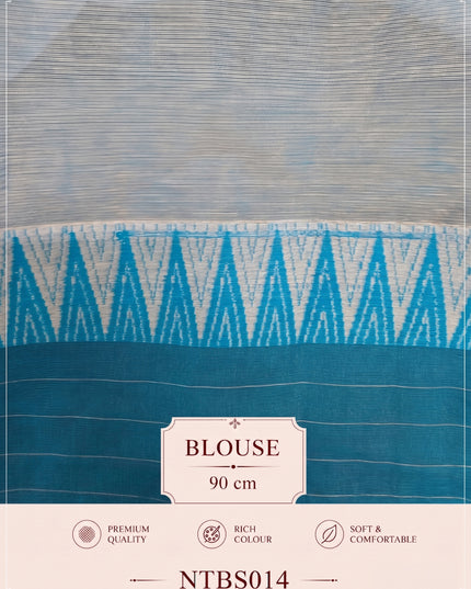 Premium Handwoven Cotton Saree in Off White & Sky Blue with Traditional Temple Border | Soft & Breathable Daily Wear Saree