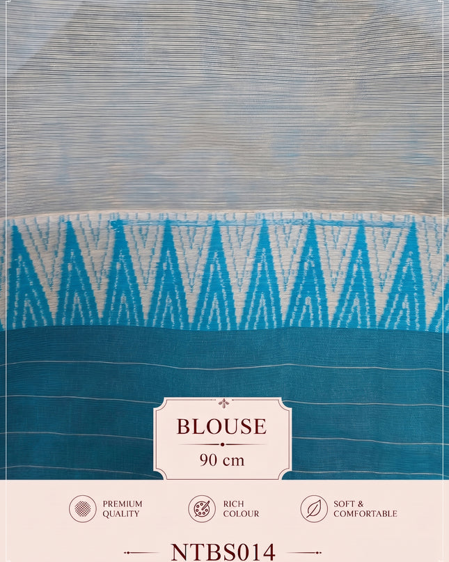Premium Handwoven Cotton Saree in Off White & Sky Blue with Traditional Temple Border | Soft & Breathable Daily Wear Saree