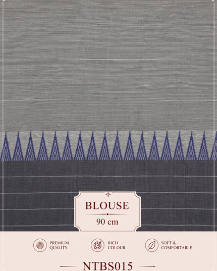 Premium Handwoven Cotton Saree in Off White, Royal Blue & Ash Grey with Traditional Temple Border | Soft & Breathable Daily Wear Saree