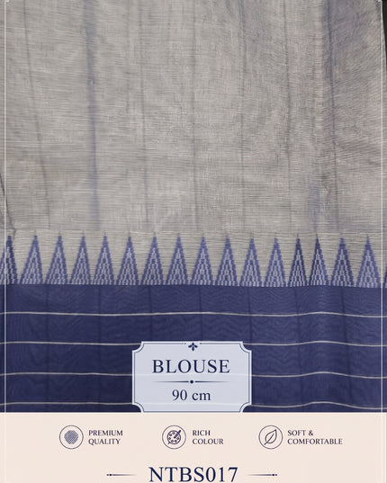 Premium Handwoven Cotton Saree in Off White & Lavender Blue with Traditional Temple Border | Soft & Breathable Daily Wear Saree