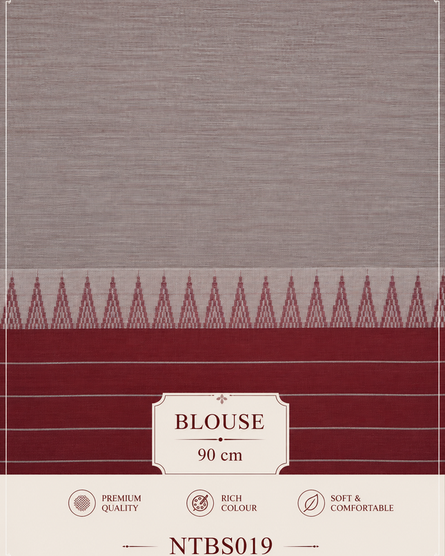 Premium Handwoven Cotton Saree in Off White & Maroon with Traditional Temple Border | Soft & Breathable Daily Wear Saree