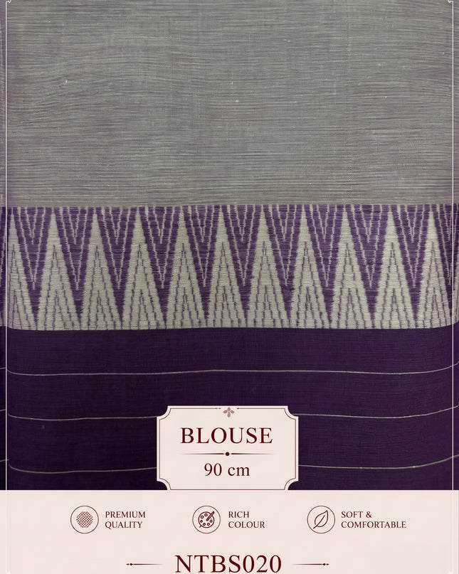 Premium Handwoven Cotton Saree in Off White & Lavender Purple with Traditional Temple Border | Soft & Breathable Daily Wear Saree