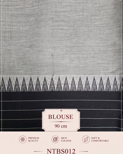 Premium Handwoven Cotton Saree in Off White & Charcoal Grey with Traditional Temple Border | Soft & Breathable Daily Wear Saree