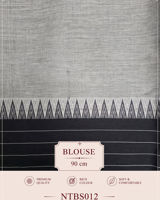 Premium Handwoven Cotton Saree in Off White & Charcoal Grey with Traditional Temple Border | Soft & Breathable Daily Wear Saree