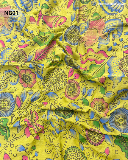 Soft Nagari Cotton Unstitched Dress Material | Daily Wear Yellow & greyish Blue 3pc Set