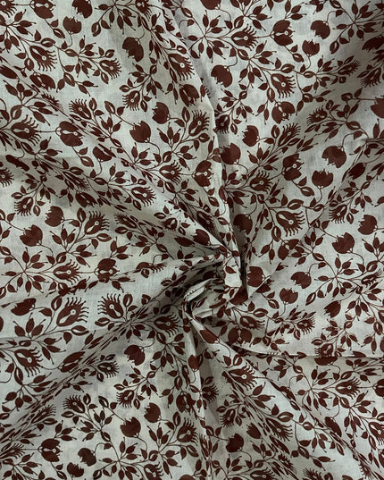 Kalamkari Cotton Hakoba Woven Print 3PC Dress Material Set in Rich Burgundy | Traditional Handcrafted Elegance