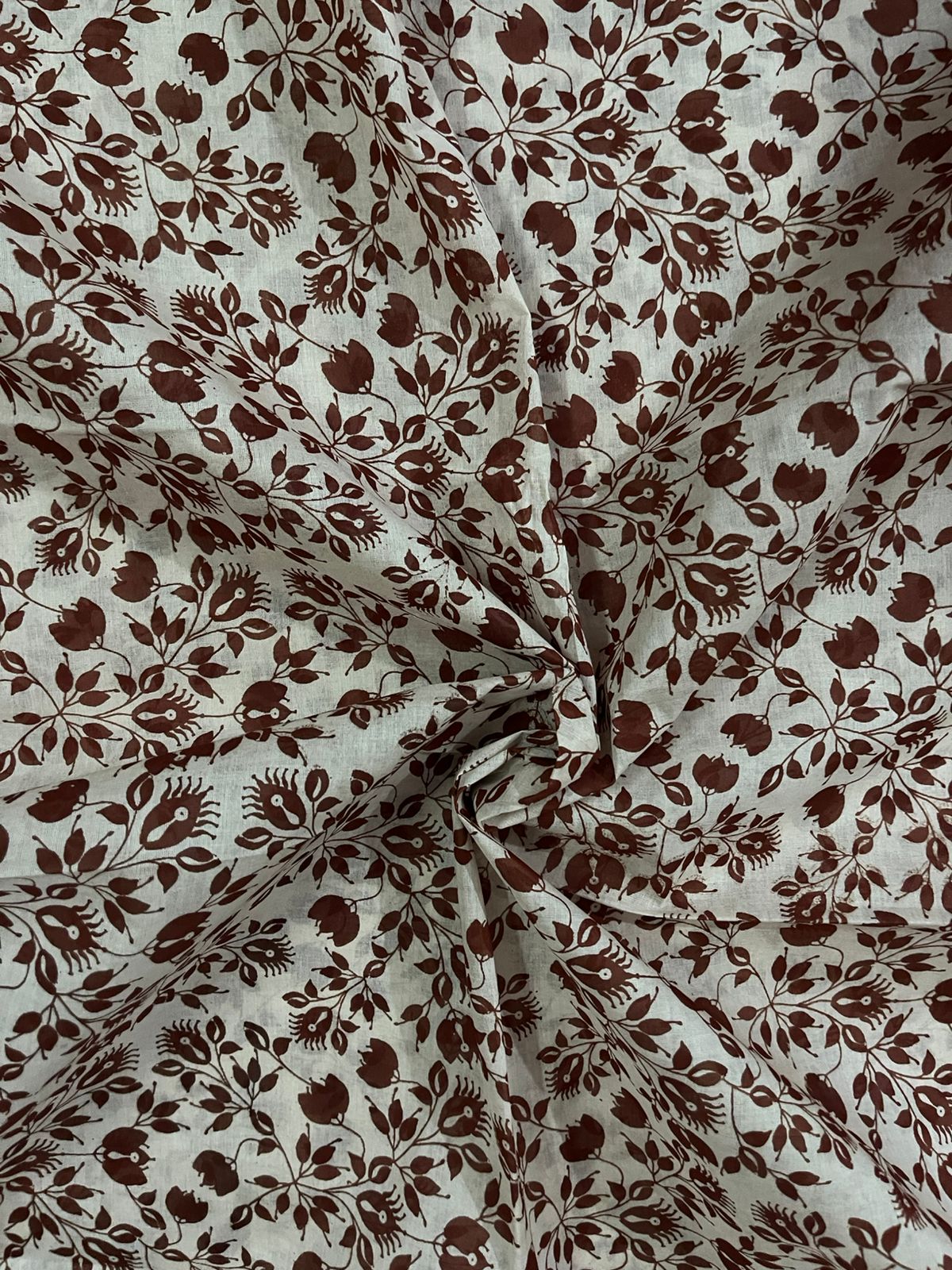Kalamkari Cotton Hakoba Woven Print 3PC Dress Material Set in Rich Burgundy | Traditional Handcrafted Elegance