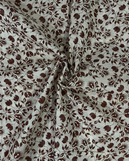 Kalamkari Cotton Hakoba Woven Print 3PC Dress Material Set in Rich Burgundy | Traditional Handcrafted Elegance
