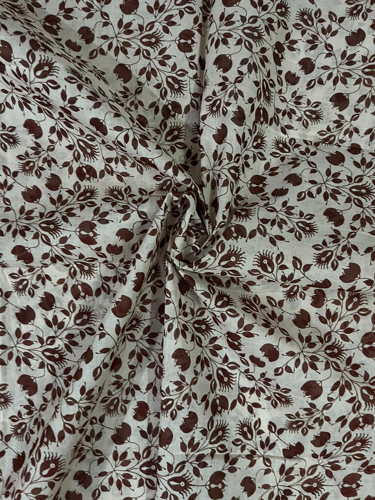 Kalamkari Cotton Hakoba Woven Print 3PC Dress Material Set in Rich Burgundy | Traditional Handcrafted Elegance