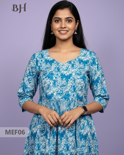 Mul Cotton Maternity & Feeding Frock – Sky Blue