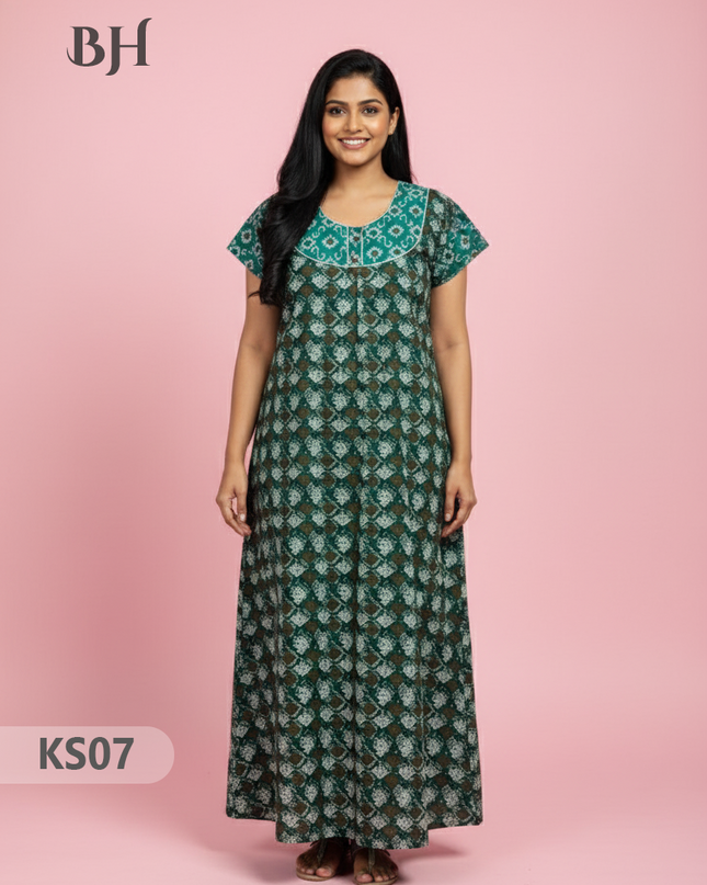Cotton Printed Nighties | Comfortable Free Size Nightwear for Women