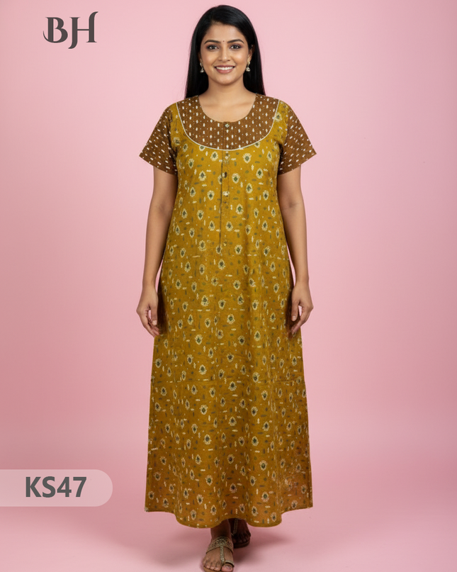 Cotton Printed Nighties | Comfortable Free Size Nightwear for Women
