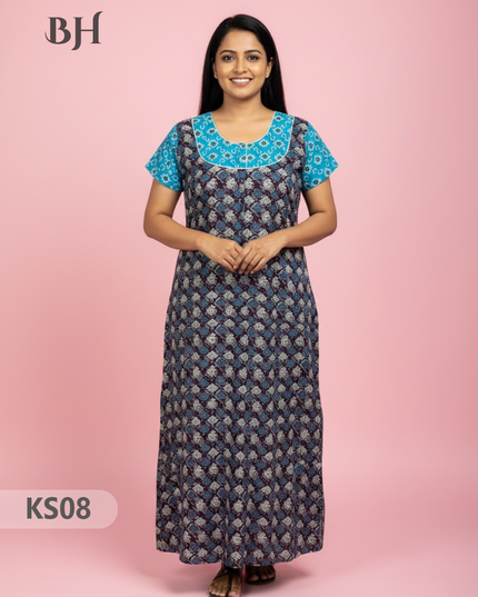 Cotton Printed Nighties | Comfortable Free Size Nightwear for Women